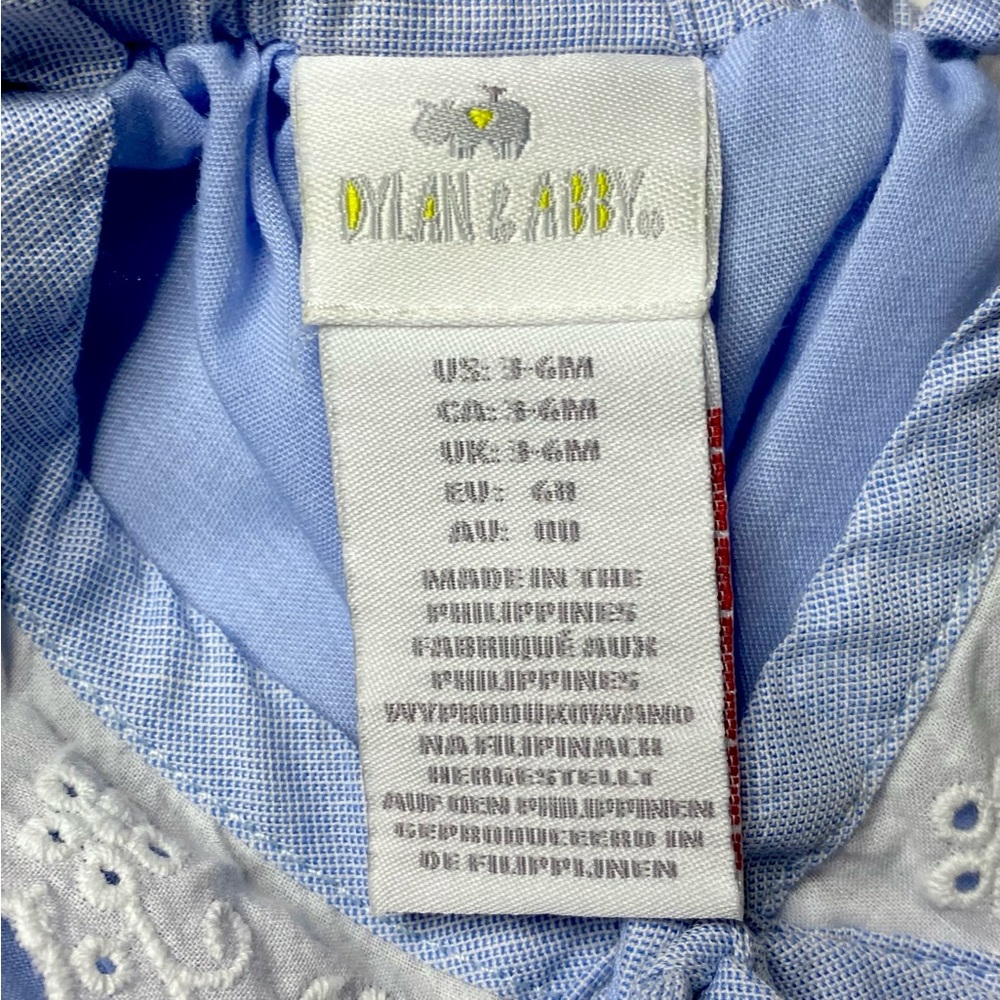 Dylan & Abby Blue White Eyelet Sleeveless Summer Dress Size 3-6M - Picture 4 of 5